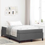 vidaXL Pat cu arcuri Gri închis și Negru 120 x 200 cm vidaXL Pat cu arcuri Gri închis și Negru 120 x 200 cm