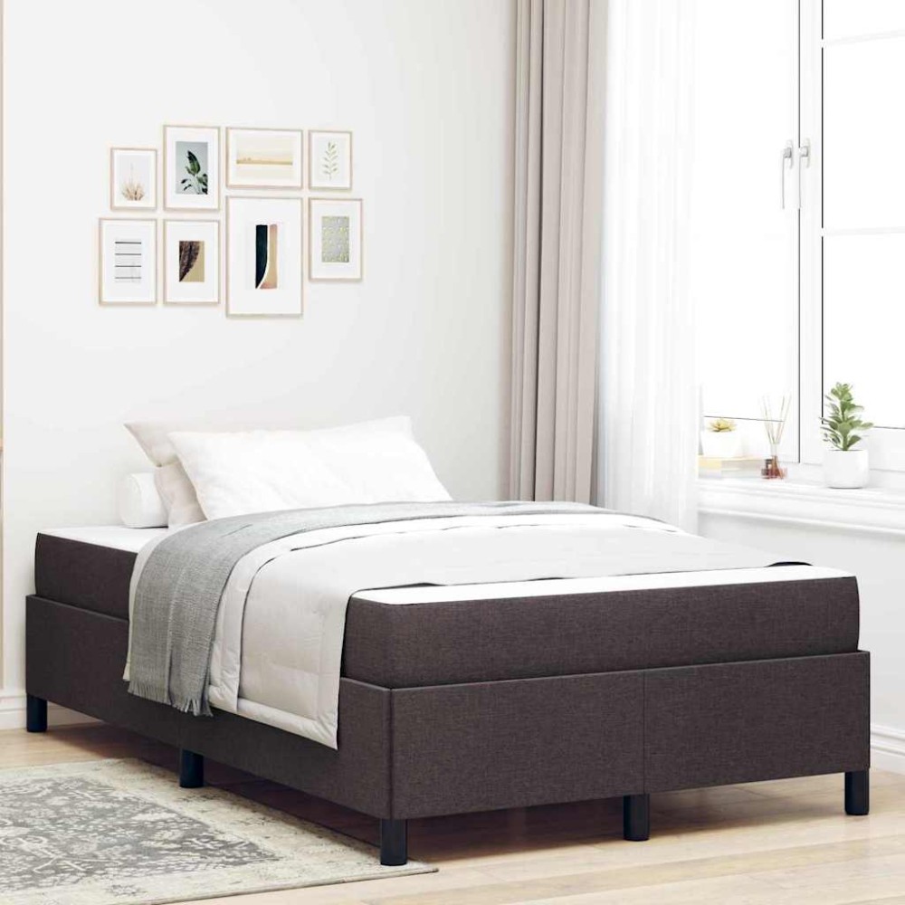 vidaXL Pat cu arcuri Maro 120 x 200 cm Țesătură, Lemn Ingineresc