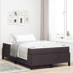 vidaXL Pat cu arcuri Maro 120 x 200 cm Țesătură, Lemn Ingineresc vidaXL Pat cu arcuri Maro 120 x 200 cm Țesătură, Lemn Ingineresc