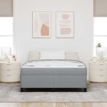 vidaXL Pat cu arcuri Gri deschis și Negru 160 x 200 cm vidaXL Pat cu arcuri Gri deschis și Negru 160 x 200 cm