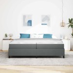 vidaXL Pat cu arcuri Gri închis și Negru 200 x 200 cm vidaXL Pat cu arcuri Gri închis și Negru 200 x 200 cm