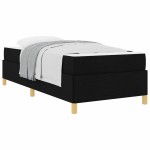 vidaXL Pat cu arcuri Negru și Maro și Alb 80 x 200 cm țesătură vidaXL Pat cu arcuri Negru și Maro și Alb 80 x 200 cm țesătură