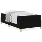 vidaXL Pat cu arcuri Negru și Maro și Alb 80 x 200 cm țesătură vidaXL Pat cu arcuri Negru și Maro și Alb 80 x 200 cm țesătură