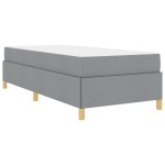 vidaXL Pat cu arcuri Gri deschis și alb 100 x 200 cm țesătură vidaXL Pat cu arcuri Gri deschis și alb 100 x 200 cm țesătură
