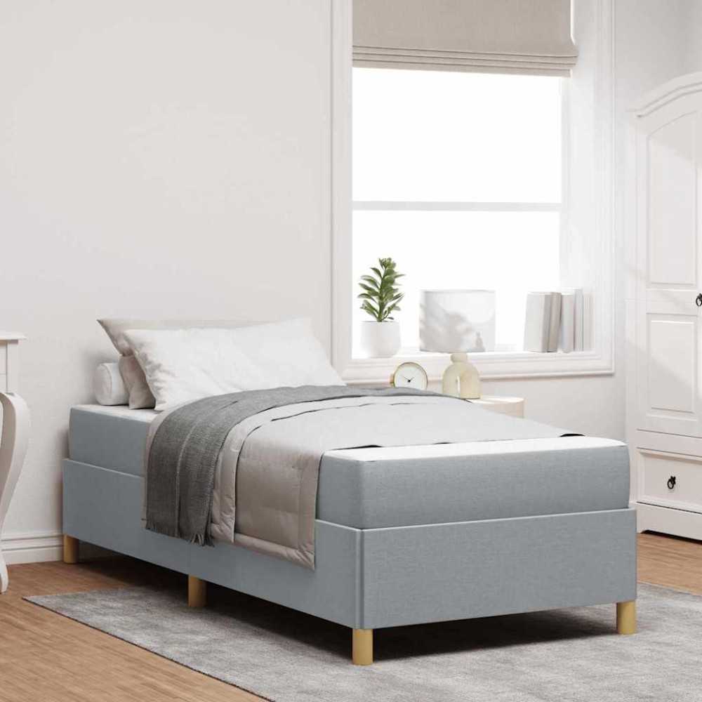 vidaXL Pat cu arcuri Gri deschis și alb 100 x 200 cm țesătură