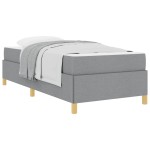 vidaXL Pat cu arcuri Gri deschis și alb 100 x 200 cm țesătură vidaXL Pat cu arcuri Gri deschis și alb 100 x 200 cm țesătură