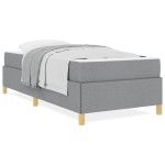vidaXL Pat cu arcuri Gri deschis și alb 100 x 200 cm țesătură vidaXL Pat cu arcuri Gri deschis și alb 100 x 200 cm țesătură