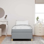 vidaXL Pat cu arcuri Gri deschis și alb 100 x 200 cm țesătură vidaXL Pat cu arcuri Gri deschis și alb 100 x 200 cm țesătură
