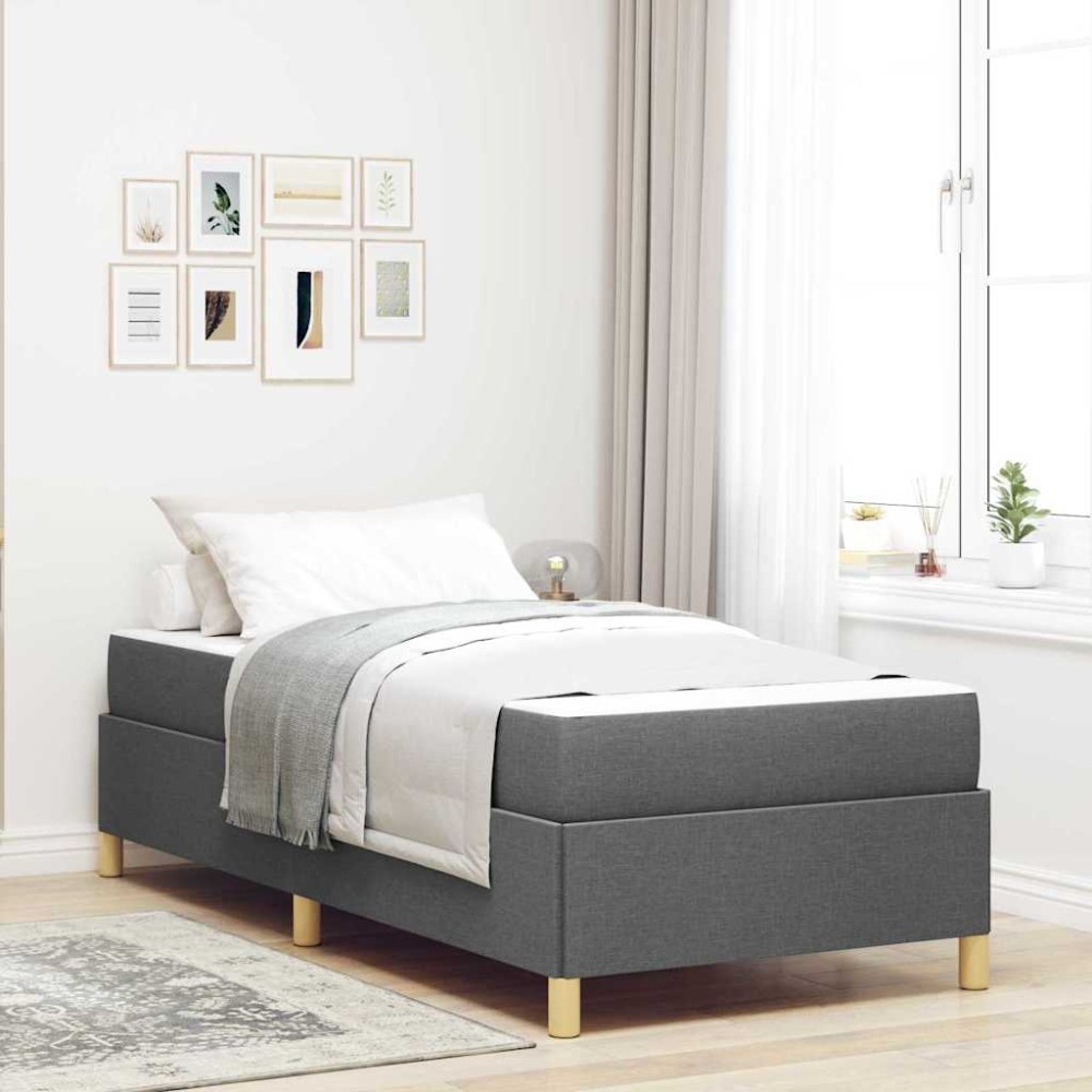 vidaXL Pat cu arcuri cu saltea Gri închis 100 x 200 cm țesătură