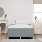 vidaXL Pat cu arcuri Gri deschis și alb 120 x 190 cm țesătură vidaXL Pat cu arcuri Gri deschis și alb 120 x 190 cm țesătură
