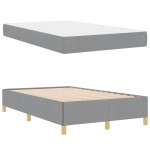 vidaXL Pat cu arcuri Gri deschis și alb 120 x 190 cm țesătură vidaXL Pat cu arcuri Gri deschis și alb 120 x 190 cm țesătură