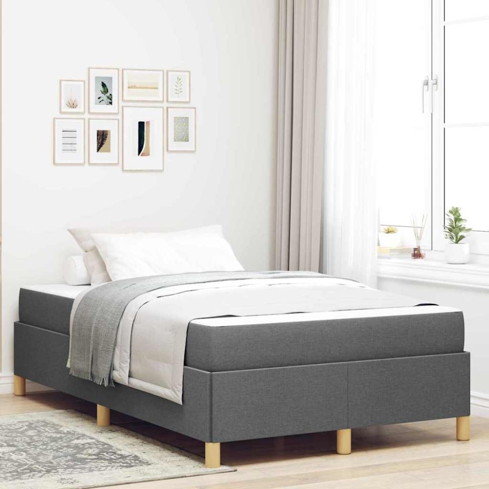 vidaXL Pat cu arcuri cu saltea Gri închis 120 x 190 cm țesătură