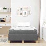 vidaXL Pat cu arcuri cu saltea Gri închis 120 x 190 cm țesătură vidaXL Pat cu arcuri cu saltea Gri închis 120 x 190 cm țesătură