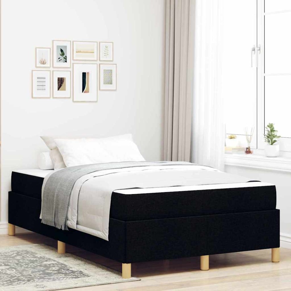 vidaXL Pat cu arcuri Negru și Alb și Negru 120 x 190 cm țesătură