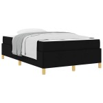 vidaXL Pat cu arcuri Negru și Alb și Negru 120 x 190 cm țesătură vidaXL Pat cu arcuri Negru și Alb și Negru 120 x 190 cm țesătură