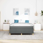 vidaXL Pat cu arcuri Gri închis și Alb și Gri închis 140 x 190 cm vidaXL Pat cu arcuri Gri închis și Alb și Gri închis 140 x 190 cm