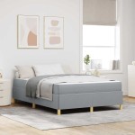 vidaXL Pat cu arcuri Gri deschis și alb și gri deschis 140 x 200 cm vidaXL Pat cu arcuri Gri deschis și alb și gri deschis 140 x 200 cm