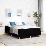vidaXL Pat cu arcuri Negru și Alb și Negru 140 x 200 cm țesătură vidaXL Pat cu arcuri Negru și Alb și Negru 140 x 200 cm țesătură