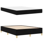vidaXL Pat cu arcuri Negru și Alb și Negru 140 x 200 cm țesătură vidaXL Pat cu arcuri Negru și Alb și Negru 140 x 200 cm țesătură