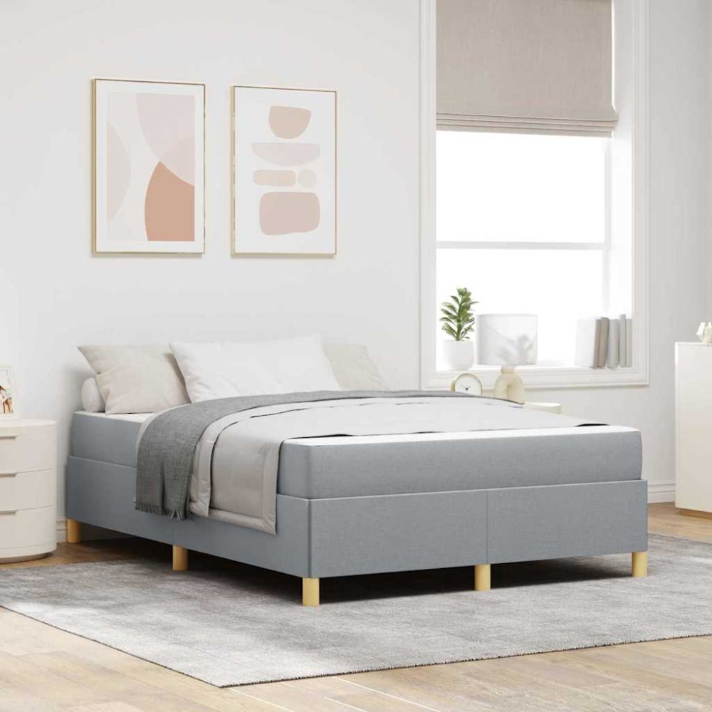 vidaXL Pat cu arcuri Gri deschis și alb și gri deschis 160 x 200 cm