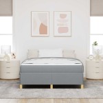 vidaXL Pat cu arcuri Gri deschis și alb și gri deschis 160 x 200 cm vidaXL Pat cu arcuri Gri deschis și alb și gri deschis 160 x 200 cm