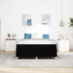 vidaXL Cadru de pat cu saltea Negru 160 x 200 cm țesătură