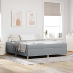 vidaXL Pat cu arcuri Gri deschis și alb 180 x 200 cm țesătură vidaXL Pat cu arcuri Gri deschis și alb 180 x 200 cm țesătură