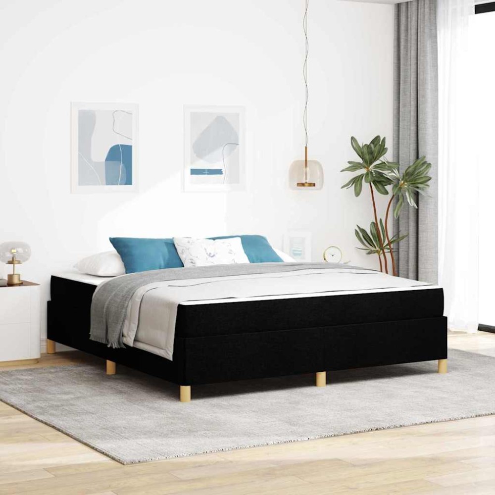 vidaXL Pat cu arcuri Negru și Alb și Negru 180 x 200 cm țesătură