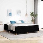 vidaXL Pat cu arcuri Negru și Alb și Negru 180 x 200 cm țesătură vidaXL Pat cu arcuri Negru și Alb și Negru 180 x 200 cm țesătură