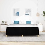 vidaXL Pat cu arcuri Negru și Alb și Negru 180 x 200 cm țesătură vidaXL Pat cu arcuri Negru și Alb și Negru 180 x 200 cm țesătură