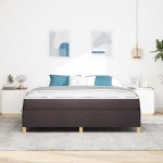 vidaXL Pat cu arcuri Maro închis și Alb 180 x 200 cm țesătură vidaXL Pat cu arcuri Maro închis și Alb 180 x 200 cm țesătură