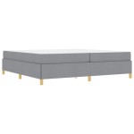 vidaXL Pat cu arcuri Gri deschis și alb 200 x 200 cm țesătură vidaXL Pat cu arcuri Gri deschis și alb 200 x 200 cm țesătură