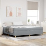 vidaXL Pat cu arcuri Gri deschis și alb 200 x 200 cm țesătură vidaXL Pat cu arcuri Gri deschis și alb 200 x 200 cm țesătură