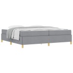 vidaXL Pat cu arcuri Gri deschis și alb 200 x 200 cm țesătură vidaXL Pat cu arcuri Gri deschis și alb 200 x 200 cm țesătură