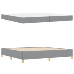 vidaXL Pat cu arcuri Gri deschis și alb 200 x 200 cm țesătură vidaXL Pat cu arcuri Gri deschis și alb 200 x 200 cm țesătură