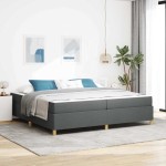 vidaXL Pat cu arcuri cu saltea Gri închis 200 x 200 cm țesătură vidaXL Pat cu arcuri cu saltea Gri închis 200 x 200 cm țesătură