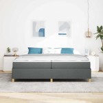 vidaXL Pat cu arcuri cu saltea Gri închis 200 x 200 cm țesătură vidaXL Pat cu arcuri cu saltea Gri închis 200 x 200 cm țesătură