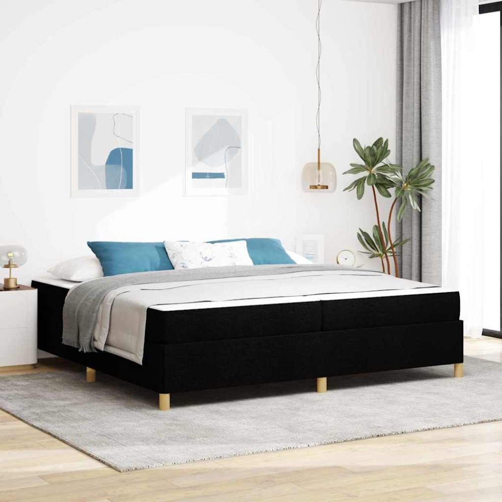vidaXL Pat cu arcuri Negru și Alb și Negru 200 x 200 cm țesătură