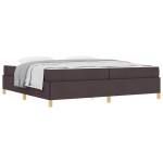 vidaXL Pat cu arcuri Maro închis și Alb 200 x 200 cm țesătură vidaXL Pat cu arcuri Maro închis și Alb 200 x 200 cm țesătură