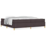 vidaXL Pat cu arcuri Maro închis și Alb 200 x 200 cm țesătură vidaXL Pat cu arcuri Maro închis și Alb 200 x 200 cm țesătură