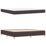 vidaXL Pat cu arcuri Maro închis și Alb 200 x 200 cm țesătură vidaXL Pat cu arcuri Maro închis și Alb 200 x 200 cm țesătură