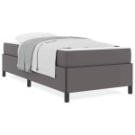 vidaXL Cadru de pat cu saltea Gri 90 x 190 cm Piele artificială