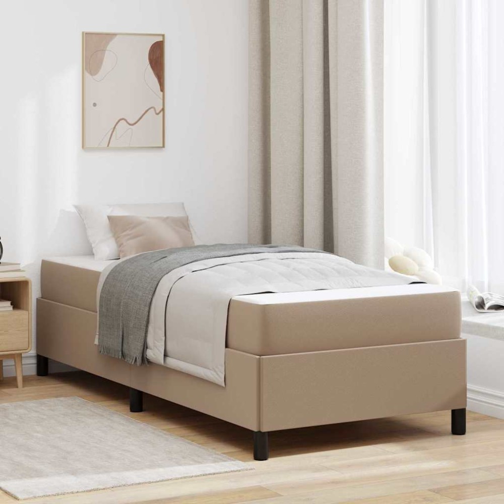 vidaXL Cadru de pat cu saltea Cappuccino 90 x 200 cm Piele artificială