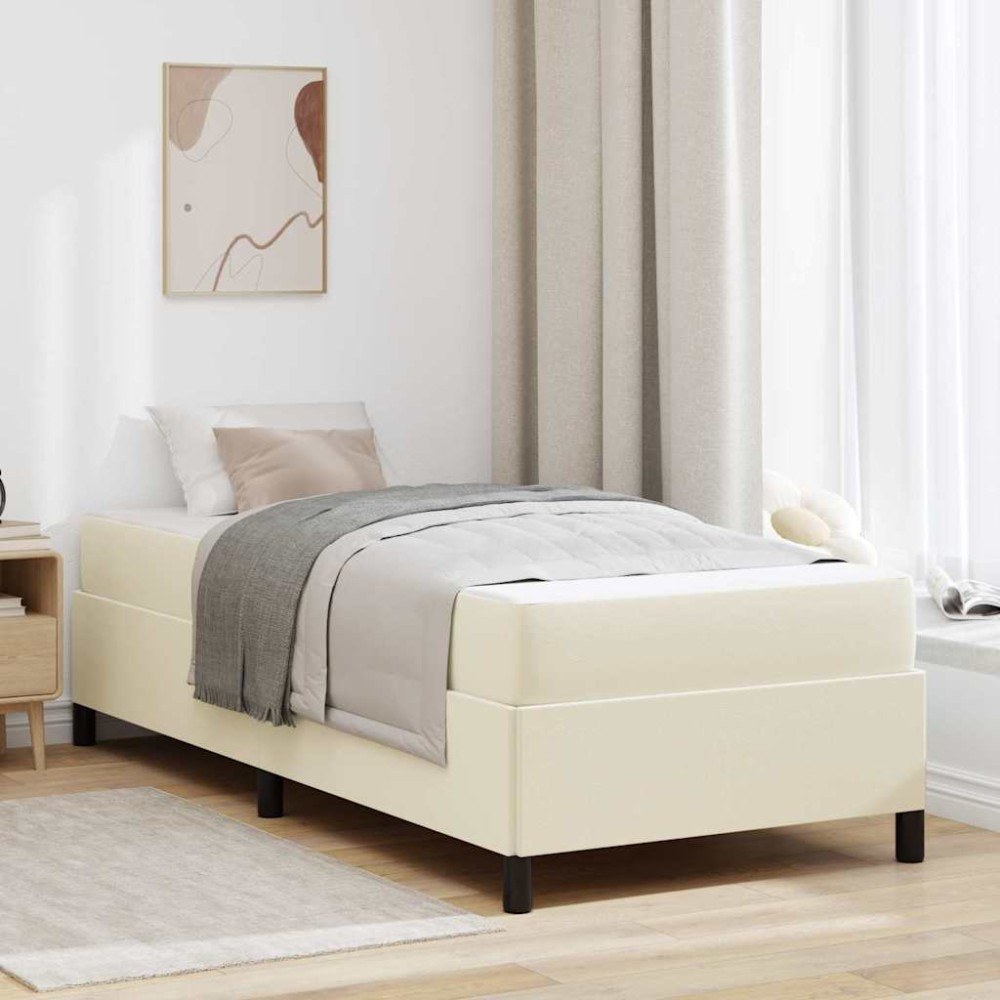 vidaXL Cadru de pat cu saltea Crem 100 x 200 cm Piele artificială
