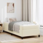 vidaXL Cadru de pat cu saltea Crem 100 x 200 cm Piele artificială