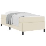 vidaXL Cadru de pat cu saltea Crem 100 x 200 cm Piele artificială