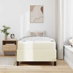 vidaXL Cadru de pat cu saltea Crem 100 x 200 cm Piele artificială