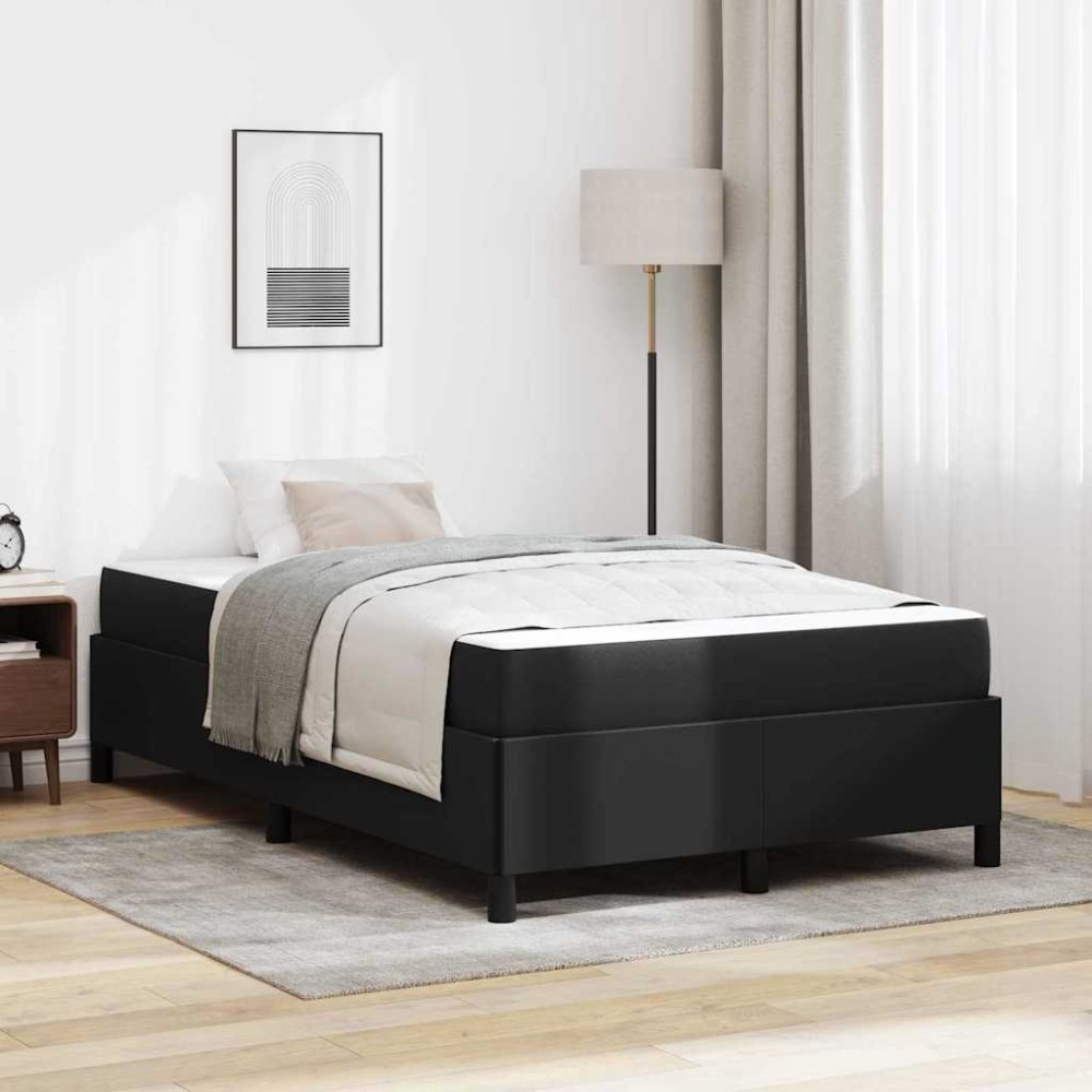 vidaXL Cadru de pat cu saltea Negru 120 x 190 cm Piele artificială