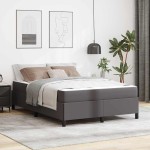 vidaXL Cadru de pat cu saltea Gri 140 x 200 cm Piele artificială
