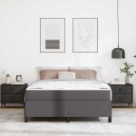 vidaXL Cadru de pat cu saltea Gri 140 x 200 cm Piele artificială